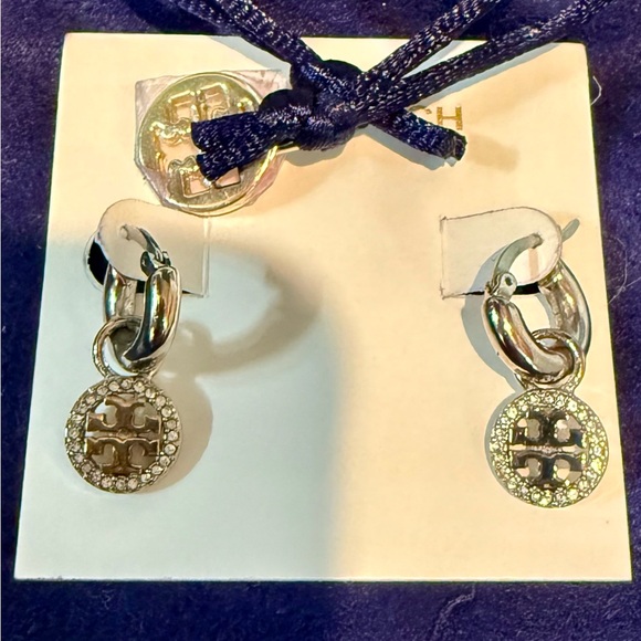 Tory Burch Silver Logo Earrings - Picture 2 of 3